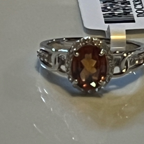Hessonite Garnet 2.20CT With White Zircon  Silver ring 8 - Picture 9 of 9